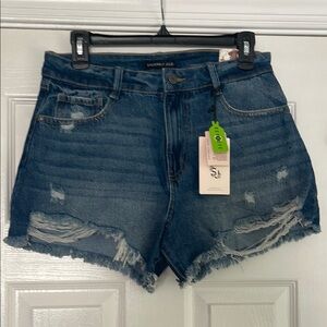 Sincerely Jules Distressed Super High Rise Blue Jean Shorts